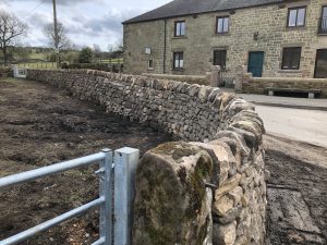 Rebuilt curved drystone wall.